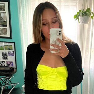 Neon Yellow Zip-Up Corset Top - Tiger Mist